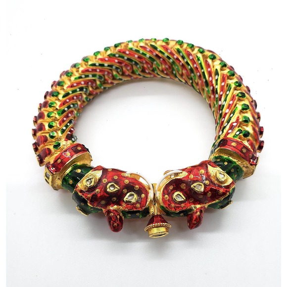 Elephant Bangle in Gold and Silver - Picture 8 of 10